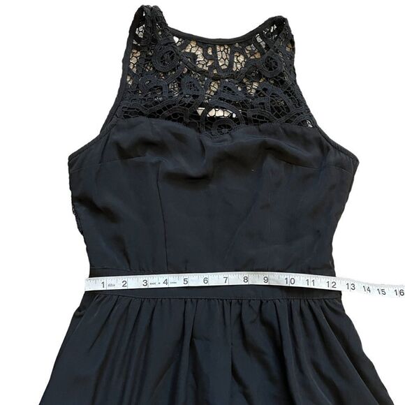 SISTERS Black Lace Top Sheer Back Mid Length Sleeveless Dress 34 - Picture 5 of 9